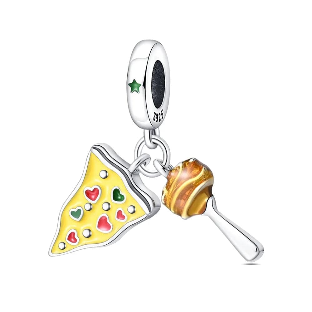 Pangama Jewelry Pizza Slice and Meatball Double Dangle Charm