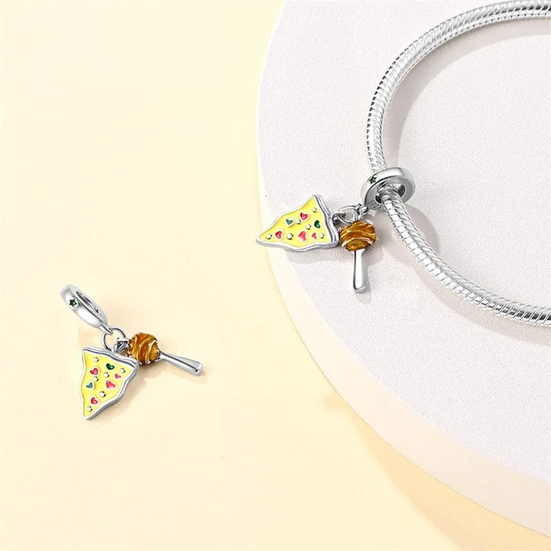 Pangama Jewelry Pizza Slice and Meatball Double Dangle Charm