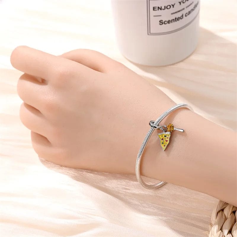 Pangama Jewelry Pizza Slice and Meatball Double Dangle Charm