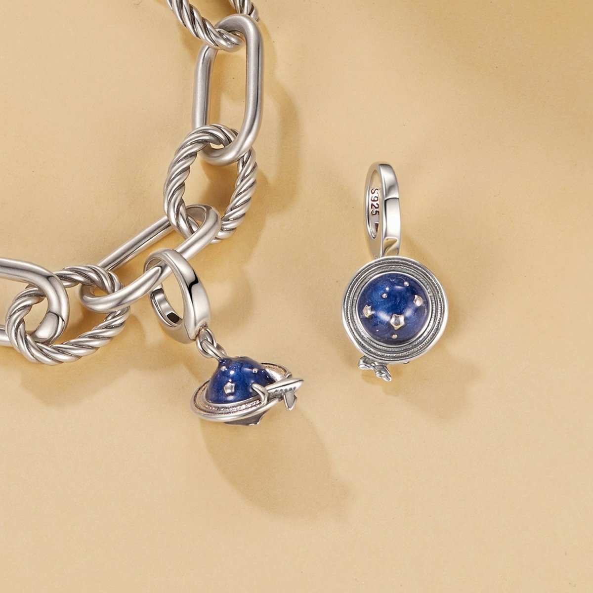 Pangama Jewelry Planet & Airplane Dangle Charm