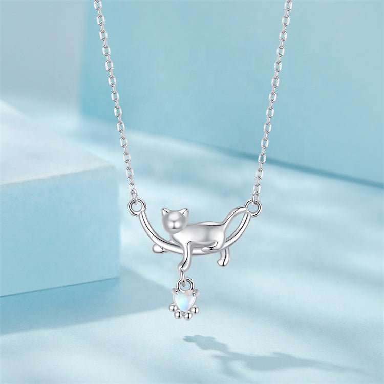 Pangama Jewelry Playful Moonlit Cat Pendant Necklace