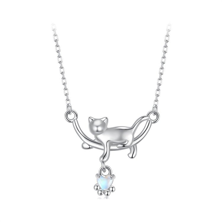 Pangama Jewelry Playful Moonlit Cat Pendant Necklace
