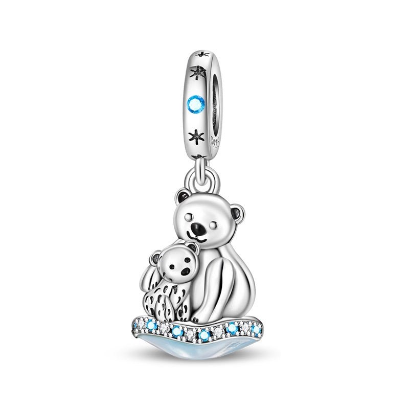Pangama Jewelry Polar Bear Family on Ice Dangle Charm
