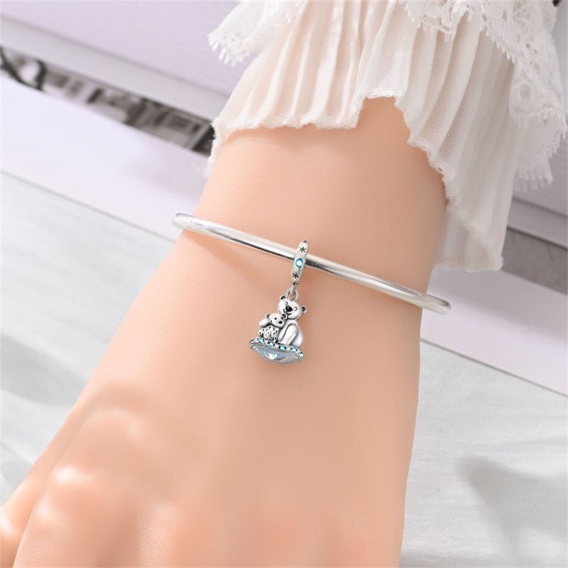 Pangama Jewelry Polar Bear Family on Ice Dangle Charm