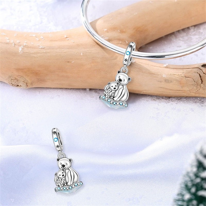 Pangama Jewelry Polar Bear Family on Ice Dangle Charm