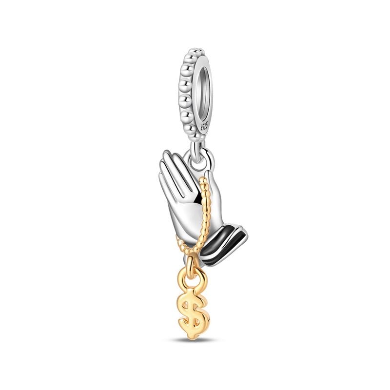 Pangama Jewelry Praying Hands with Dollar Sign Dangle Charm