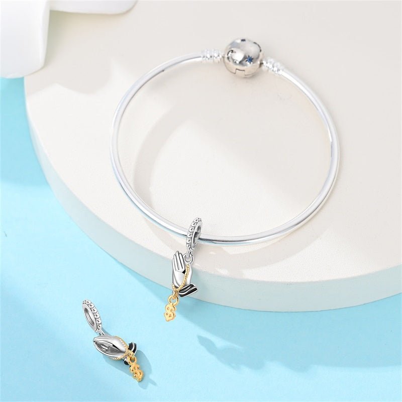 Pangama Jewelry Praying Hands with Dollar Sign Dangle Charm