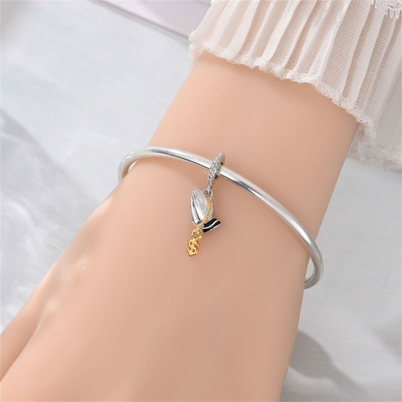 Pangama Jewelry Praying Hands with Dollar Sign Dangle Charm