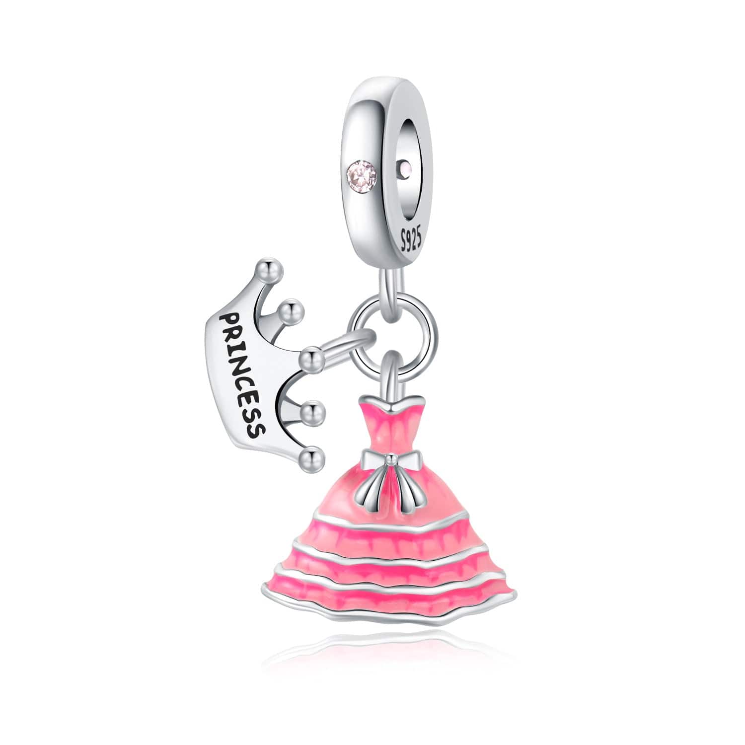 Pangama Jewelry Princess Dress & Tiara Double Dangle Charm