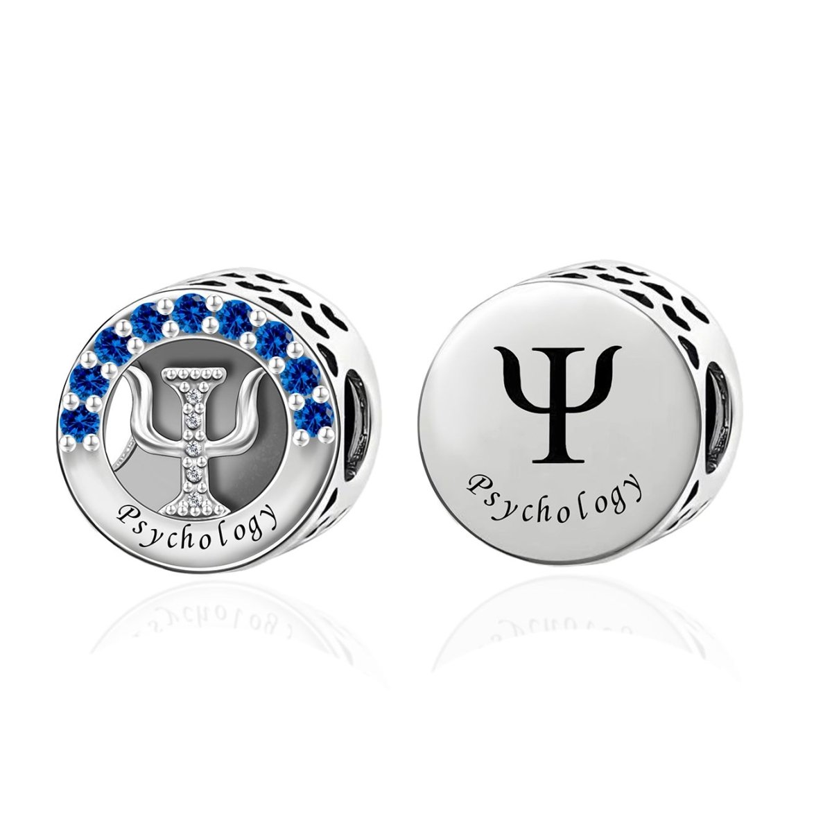 Pangama Jewelry Psychology Symbol with Blue Crystal Charm