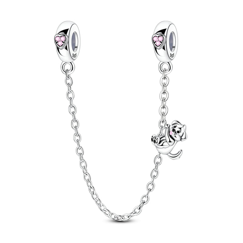 Pangama Jewelry Puppy Swing with Pink Heart Safety Chain Charm