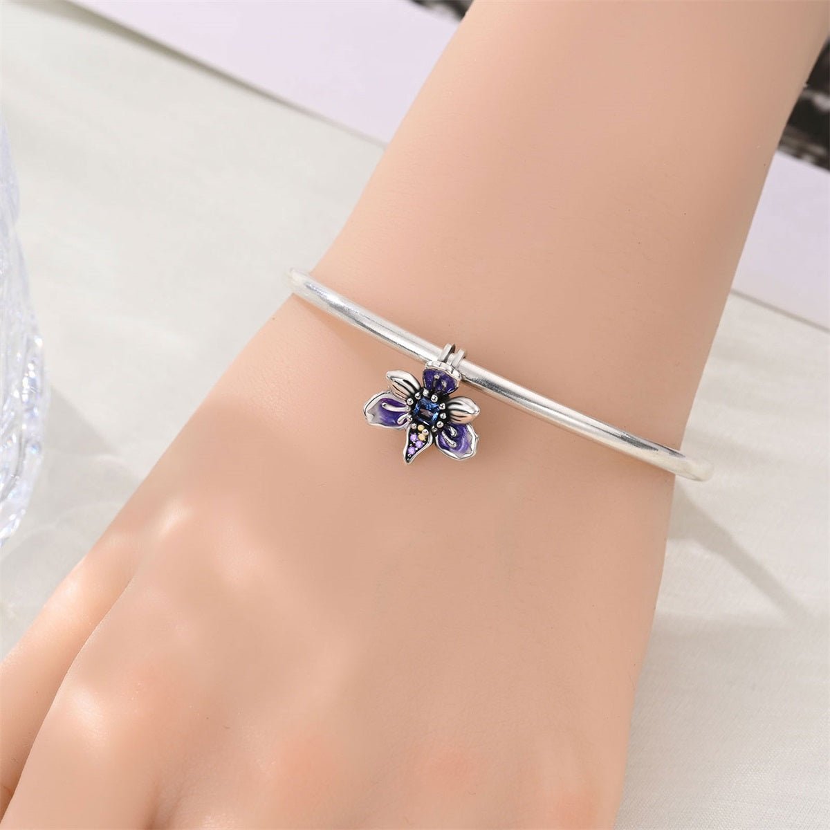 Pangama Jewelry Purple Blossom Flower Charm