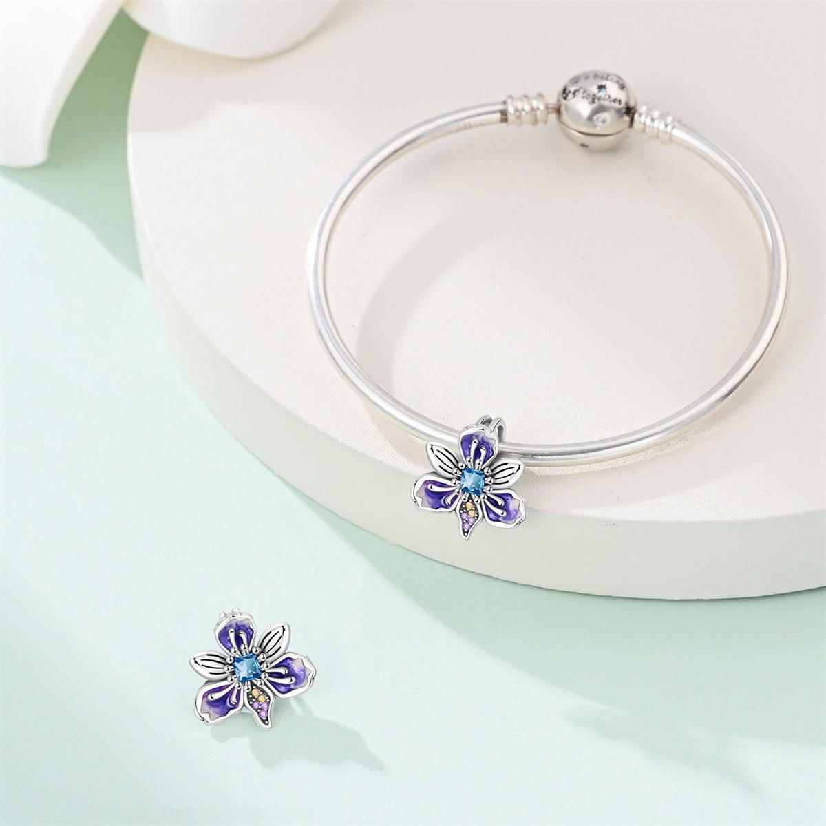 Pangama Jewelry Purple Blossom Flower Charm