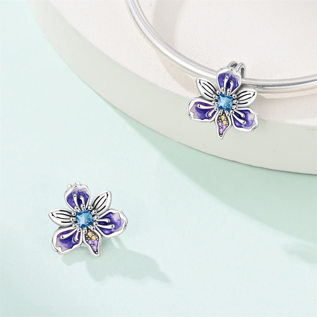 Pangama Jewelry Purple Blossom Flower Charm