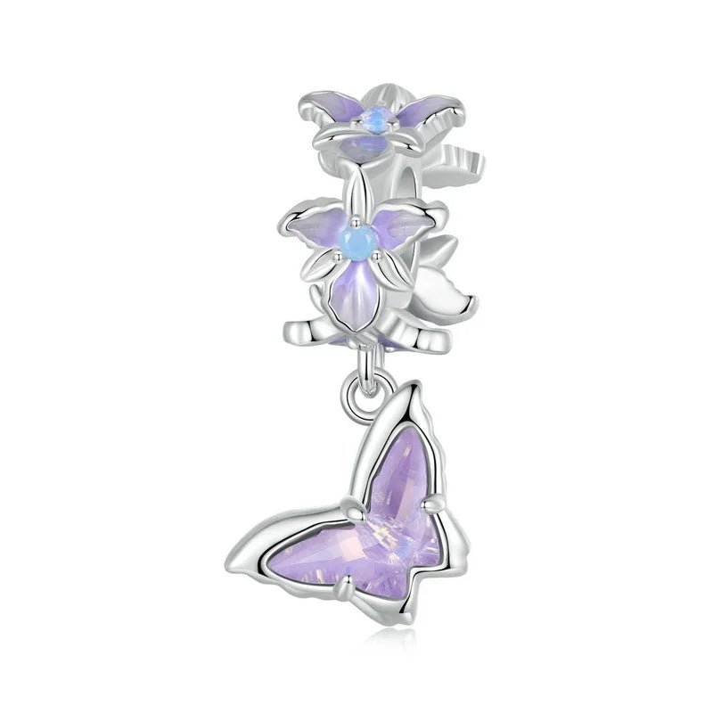 Pangama Jewelry Purple Butterfly & Orchid Charm