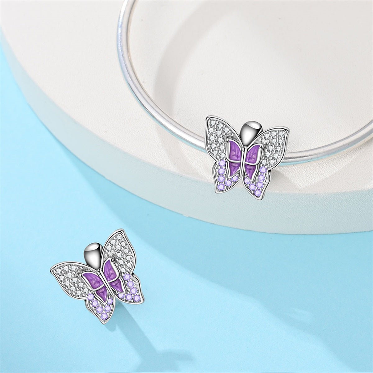 Pangama Jewelry Purple Butterfly Sparkle Charm