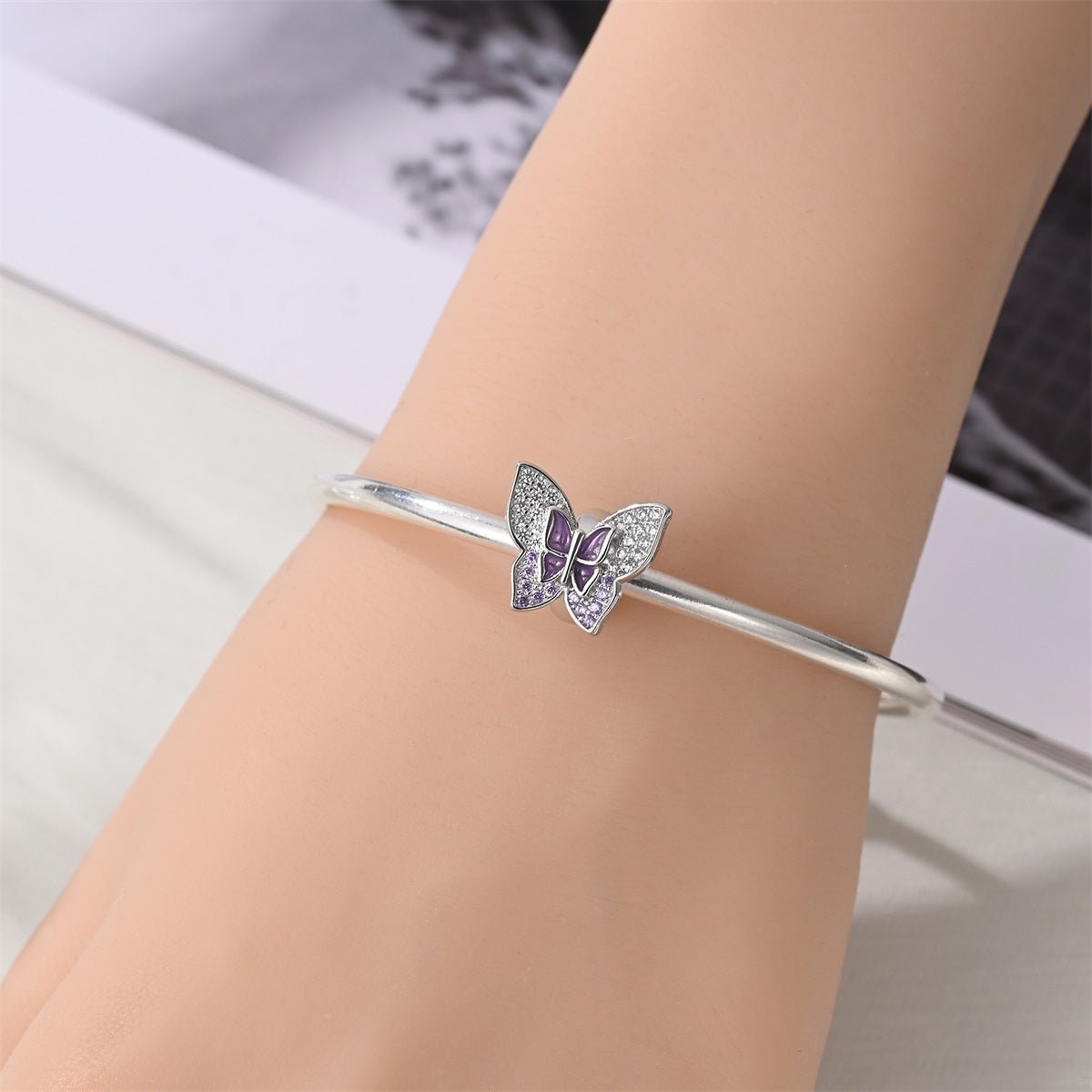 Pangama Jewelry Purple Butterfly Sparkle Charm