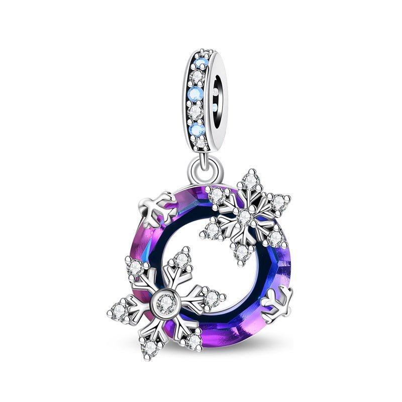 Pangama Jewelry Purple Crystal Snowflake Dangle Charm