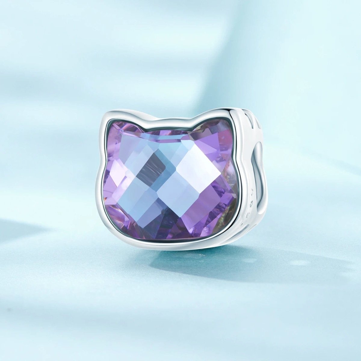 Pangama Jewelry Purple Gemstone Cat Bead Charm