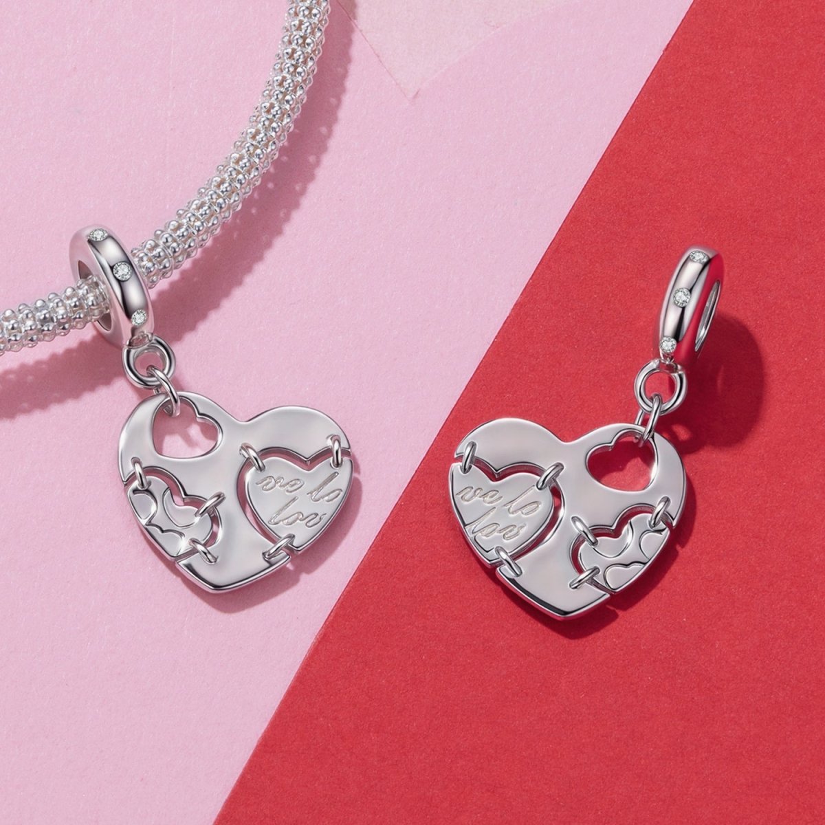 Pangama Jewelry Puzzle Heart Dangle Charm