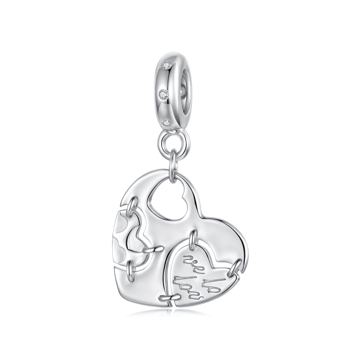 Pangama Jewelry Puzzle Heart Dangle Charm