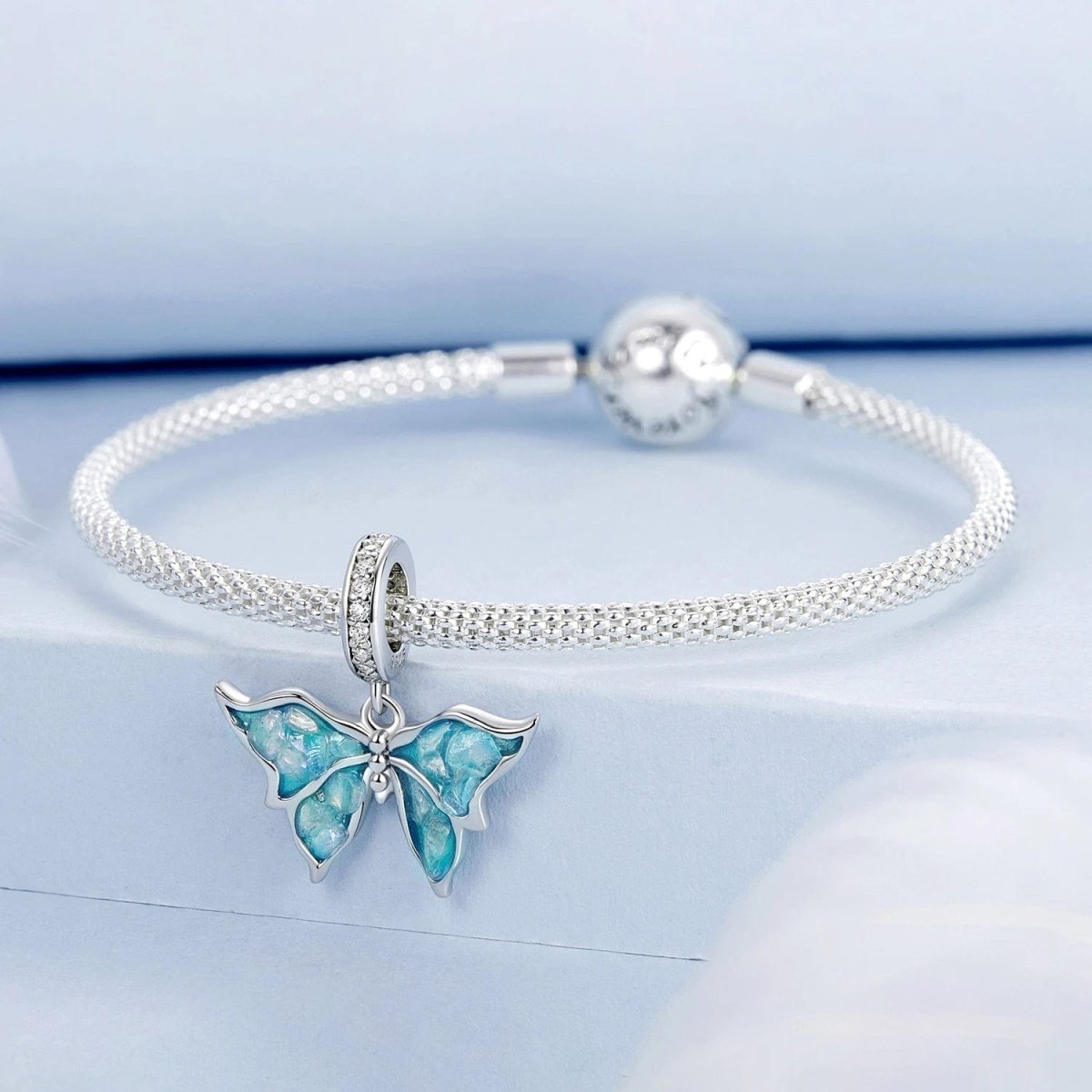 Pangama Jewelry Radiant Blue Butterfly Dangle Charm