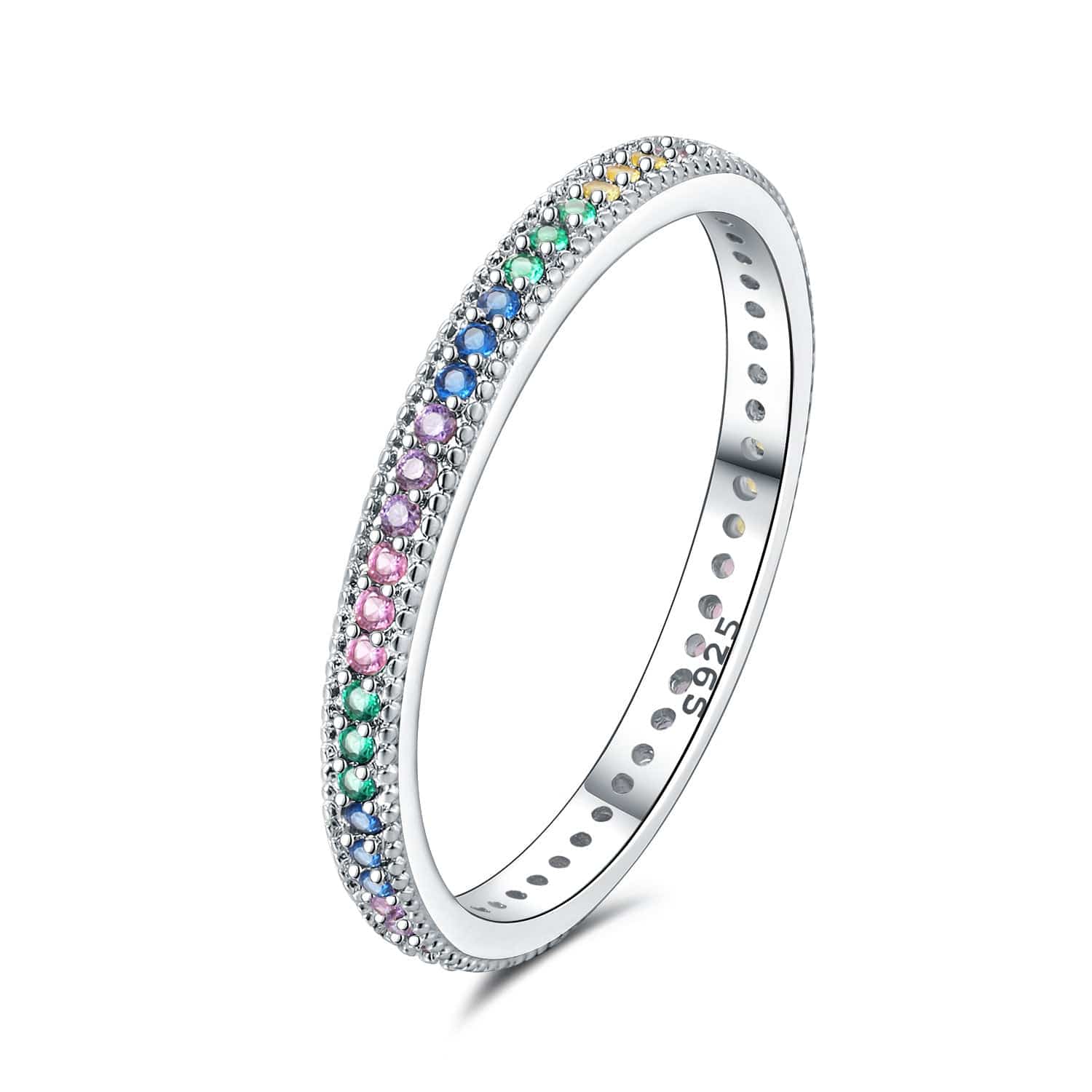 Pangama Jewelry Rainbow Crystal Stackable Ring