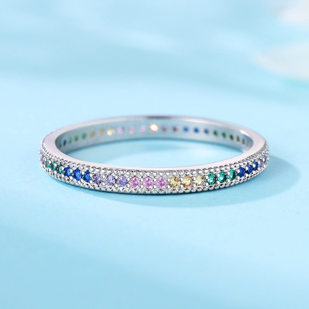 Pangama Jewelry Rainbow Crystal Stackable Ring