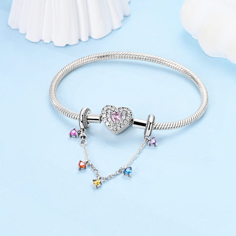 Pangama Jewelry Rainbow Heart Gemstone Safety Chain