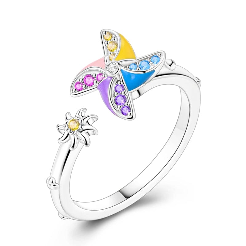 Pangama Jewelry Rainbow Pinwheel Open - Band Ring with Sparkling Stones