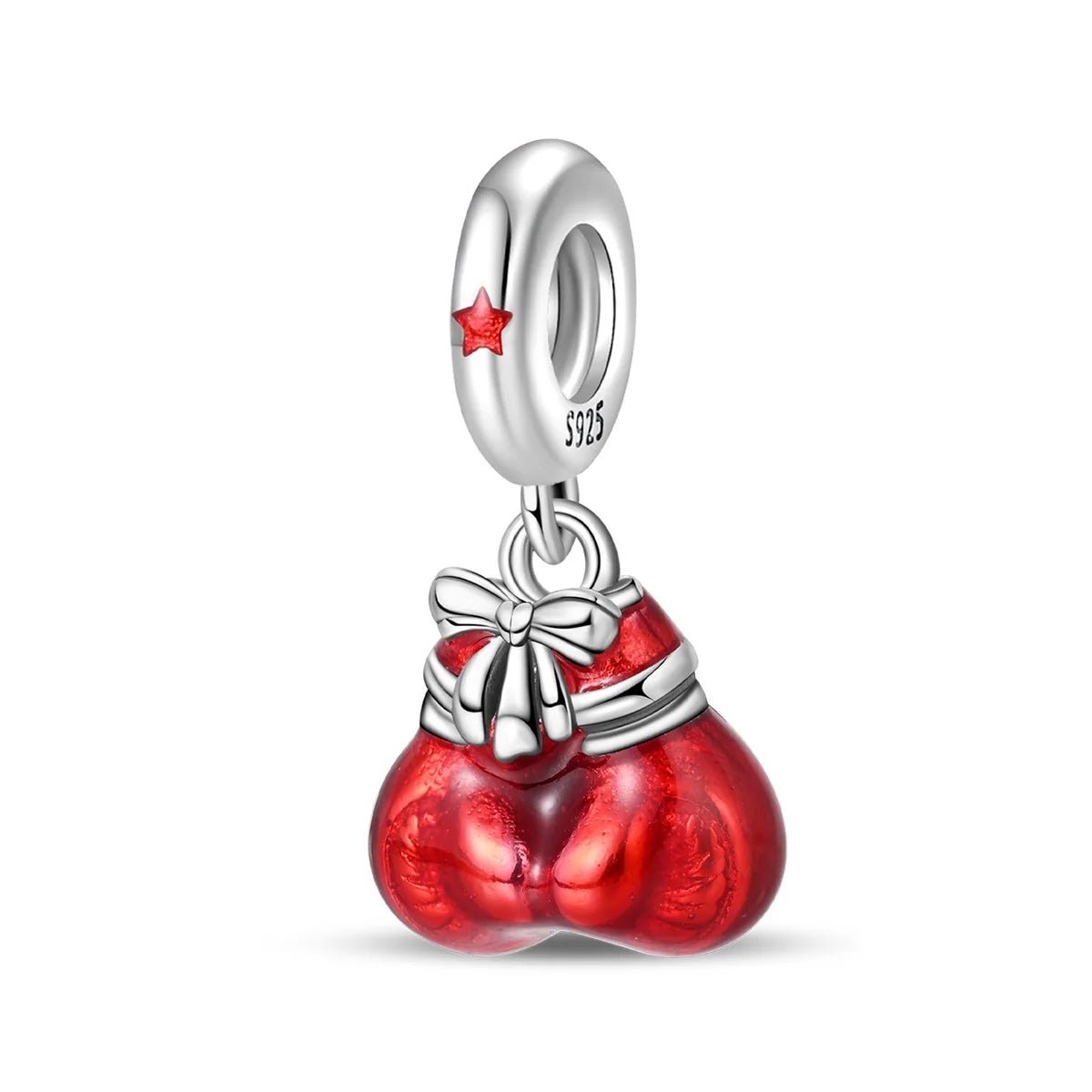 Pangama Jewelry Red Boxing Gloves with Bow Dangle Charm