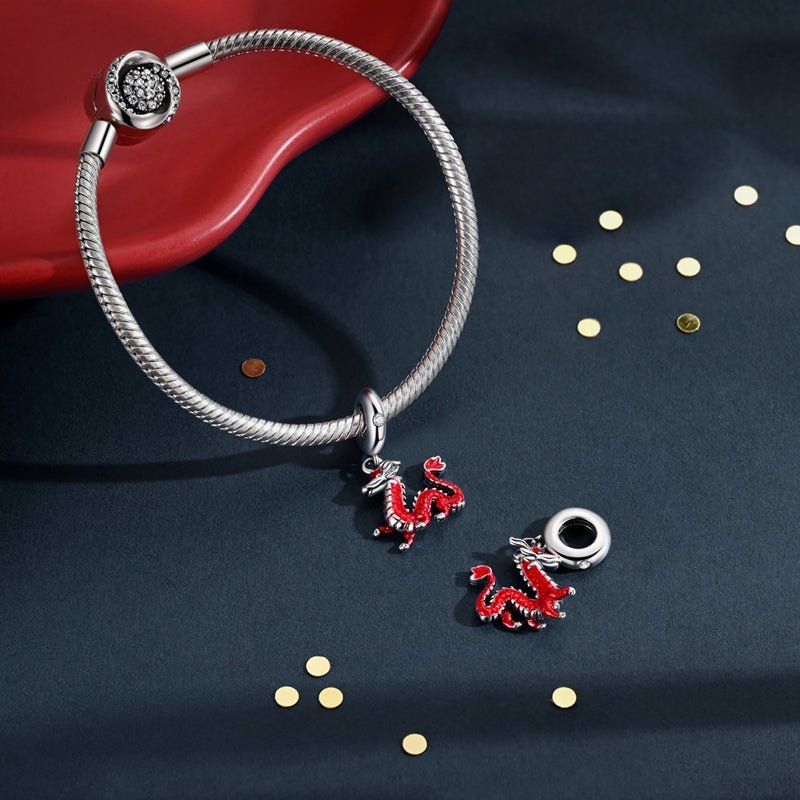 Pangama Jewelry Red Chinese Dragon Dangle Charm