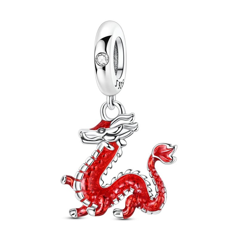 Pangama Jewelry Red Chinese Dragon Dangle Charm