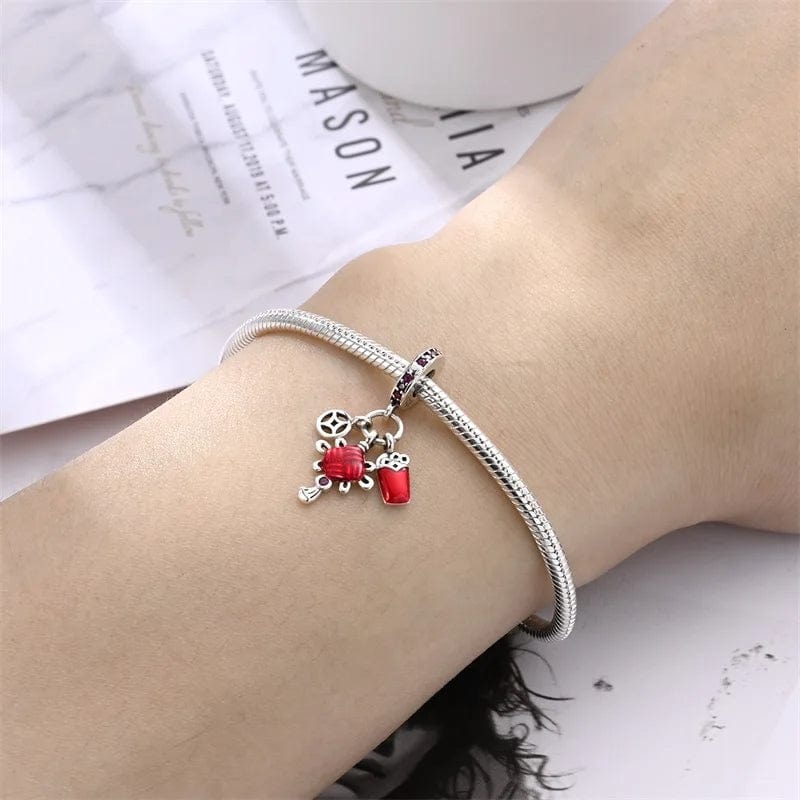 Pangama Jewelry Red Chinese Knot Triple Dangle Charm