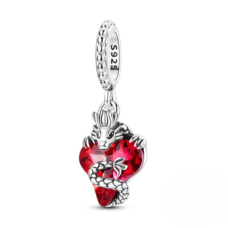 Pangama Jewelry Red Dragon Heart Dangle Charm