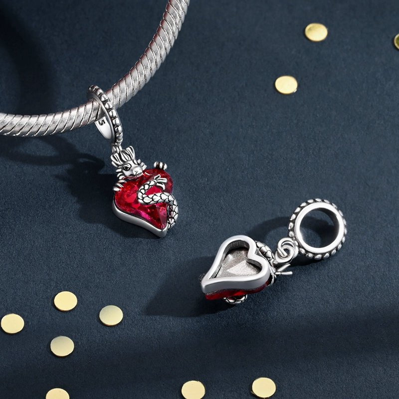Pangama Jewelry Red Dragon Heart Dangle Charm