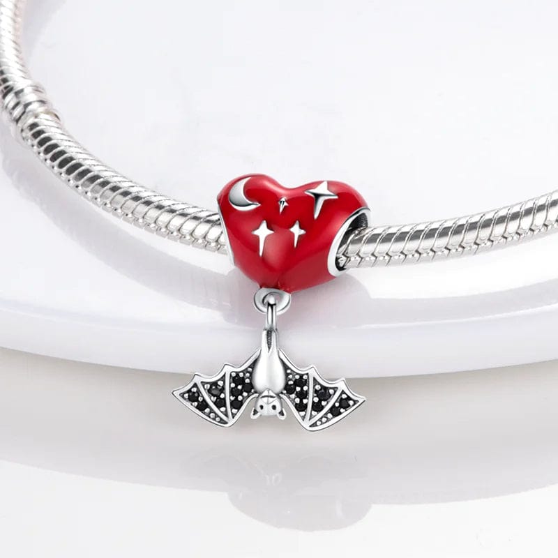 Pangama Jewelry Red Heart & Bat Dangle Charm