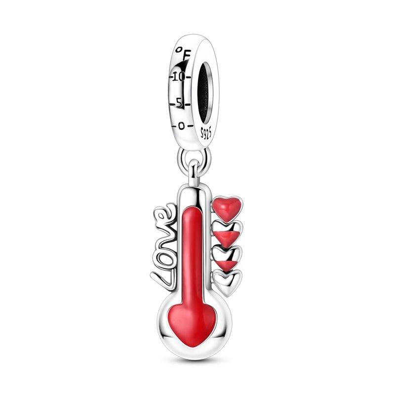 Pangama Jewelry Red Heart Thermometer of Love Dangle Charm