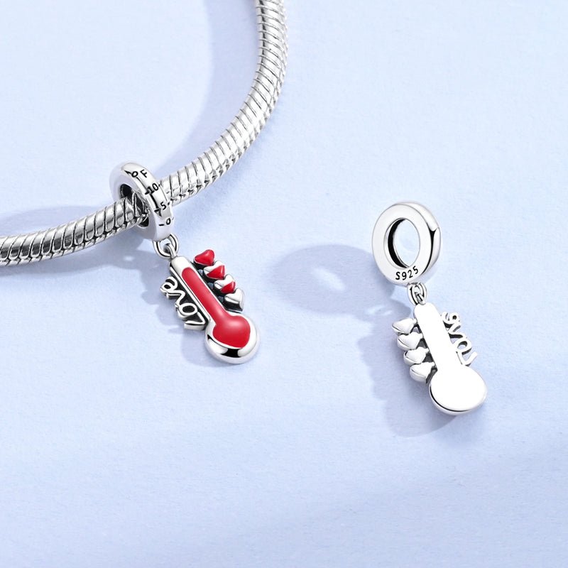 Pangama Jewelry Red Heart Thermometer of Love Dangle Charm