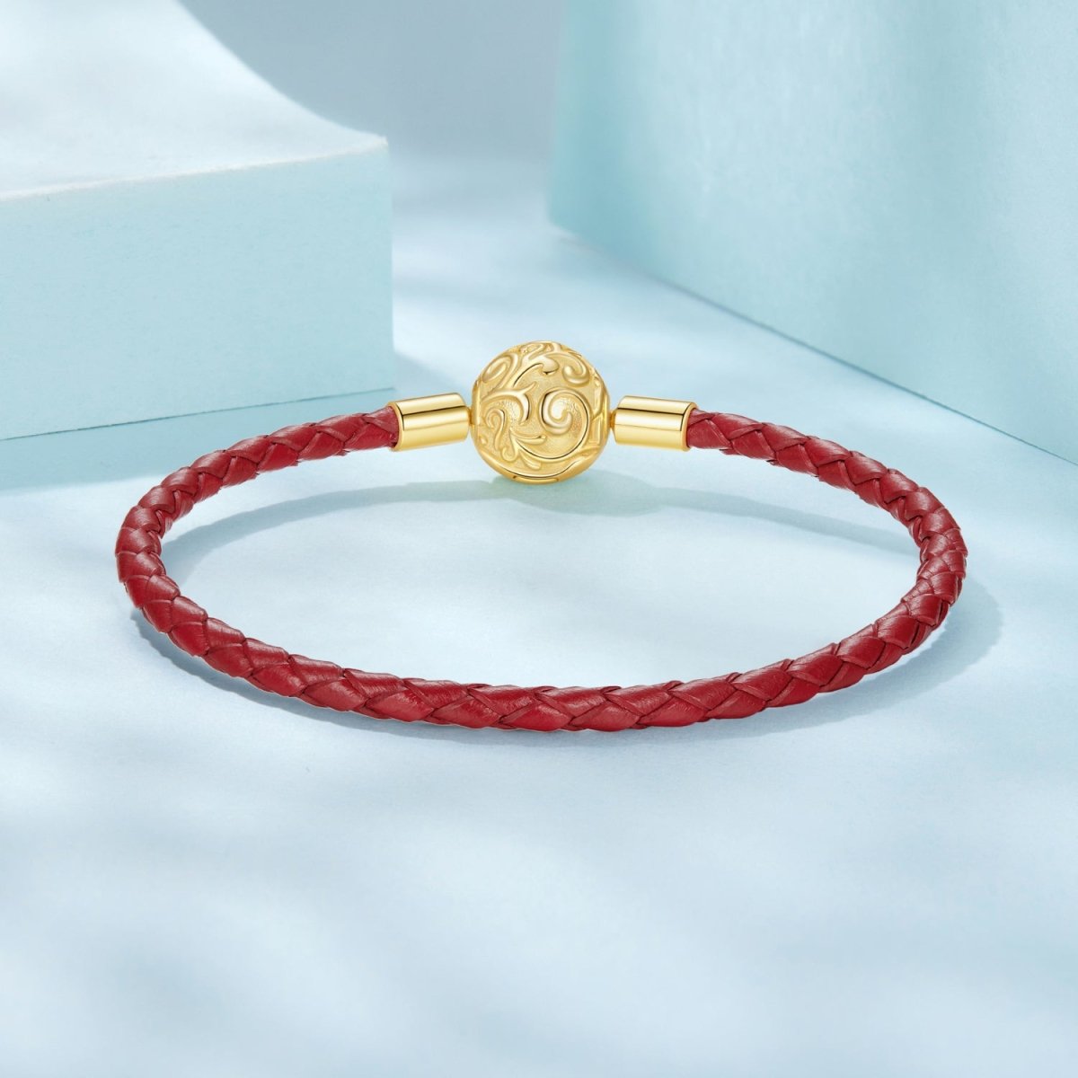 Pangama Jewelry Red Swirl Clasp Leather Charm Bracelet