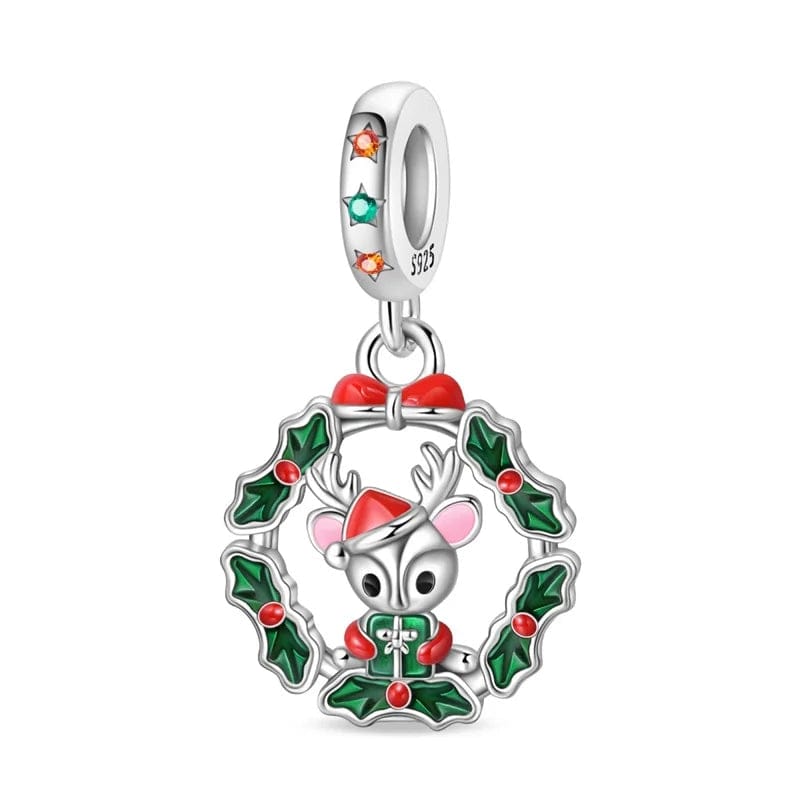 Pangama Jewelry Reindeer Holiday Wreath Charm