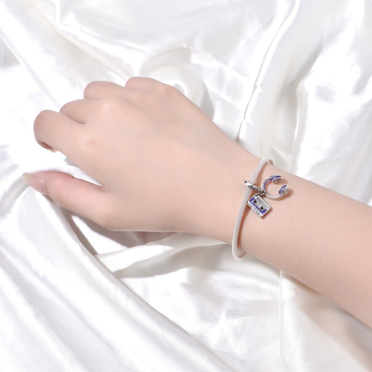 Pangama Jewelry Retro Cassette & Headphones Double Dangle Charm