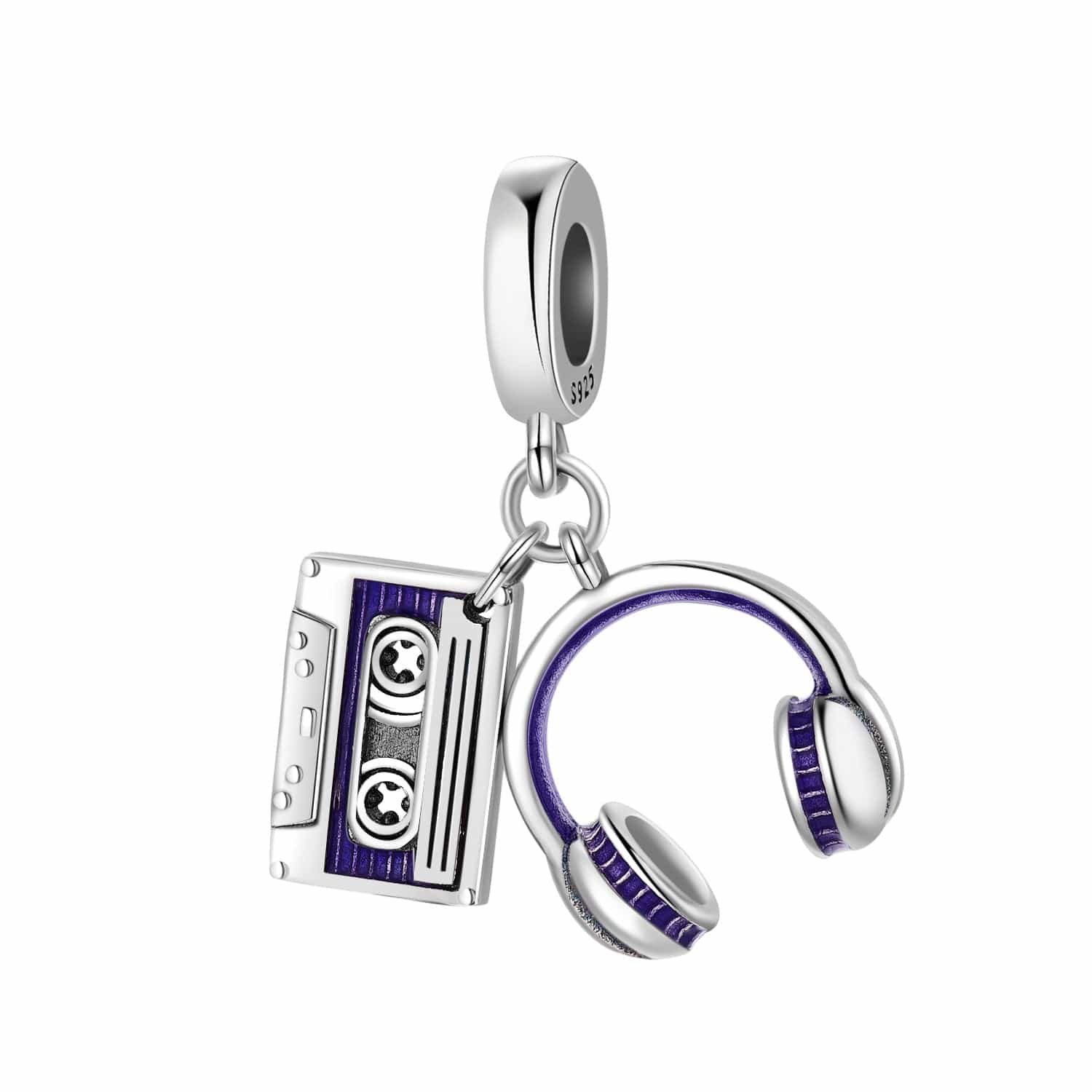Pangama Jewelry Retro Cassette & Headphones Double Dangle Charm