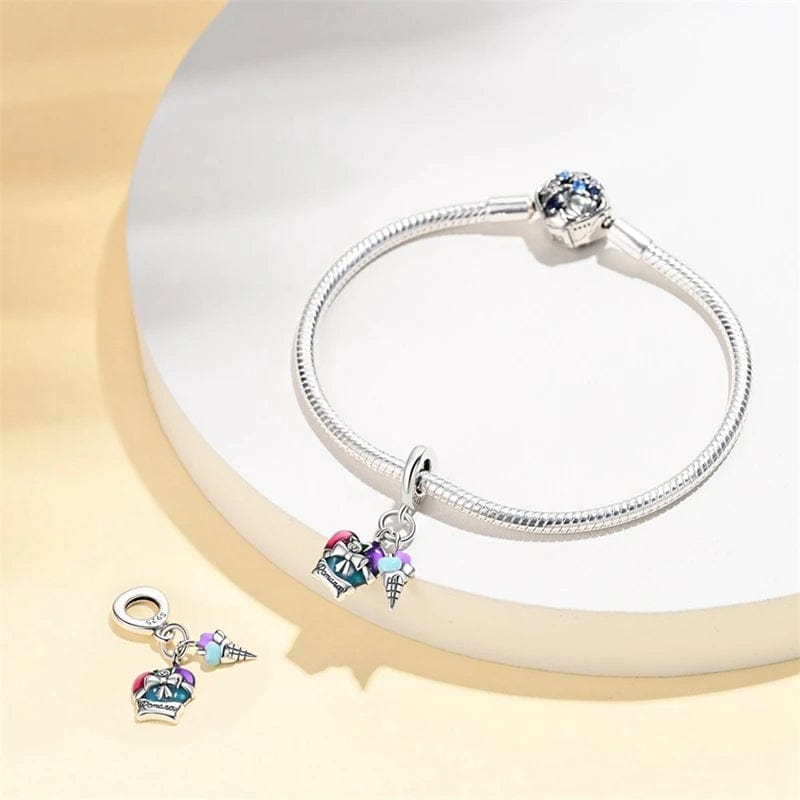 Pangama Jewelry Romantic Heart and Ice Cream Dangle Charm