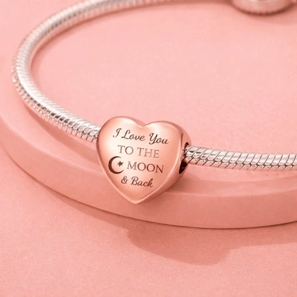 Pangama Jewelry Rose Gold I Love You To The Moon and Back Charm