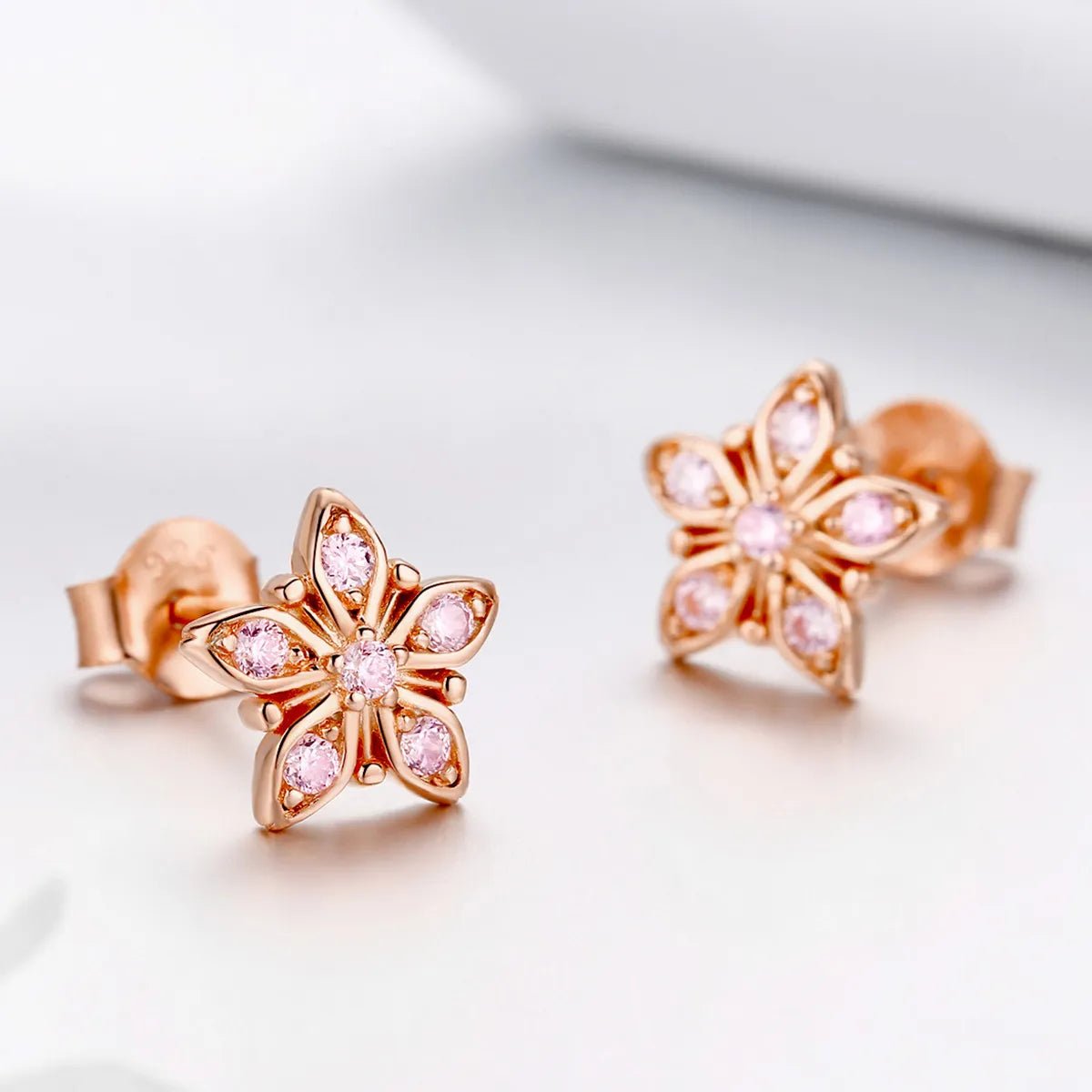 Pangama Jewelry Rose Gold Pink Daisy Stud Earrings