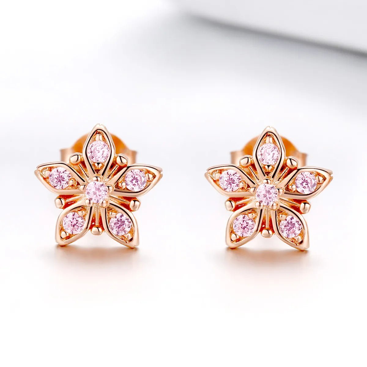 Pangama Jewelry Rose Gold Pink Daisy Stud Earrings