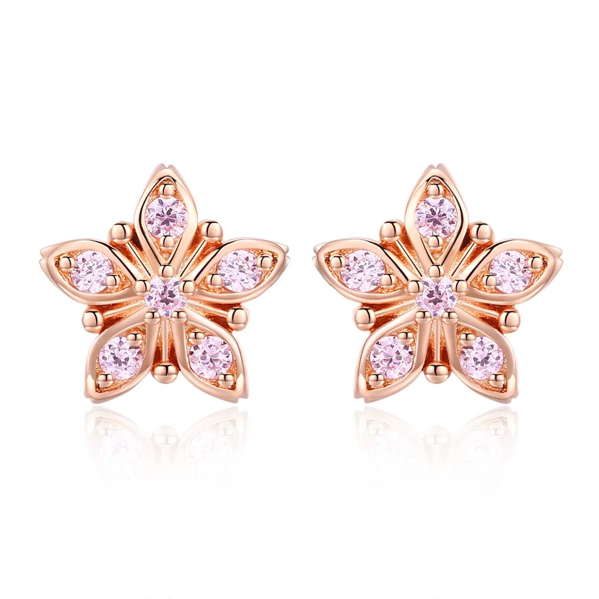 Pangama Jewelry Rose Gold Pink Daisy Stud Earrings