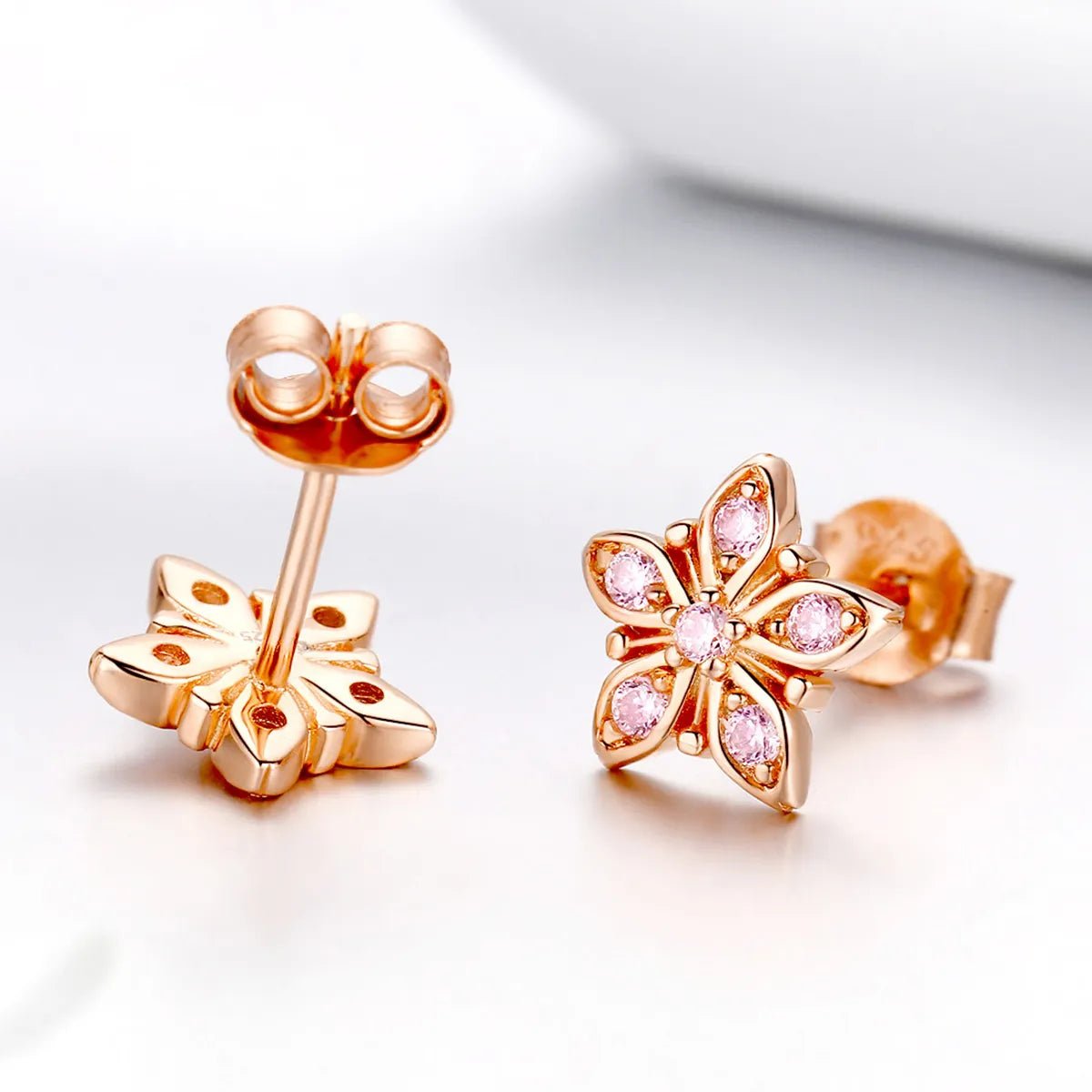 Pangama Jewelry Rose Gold Pink Daisy Stud Earrings