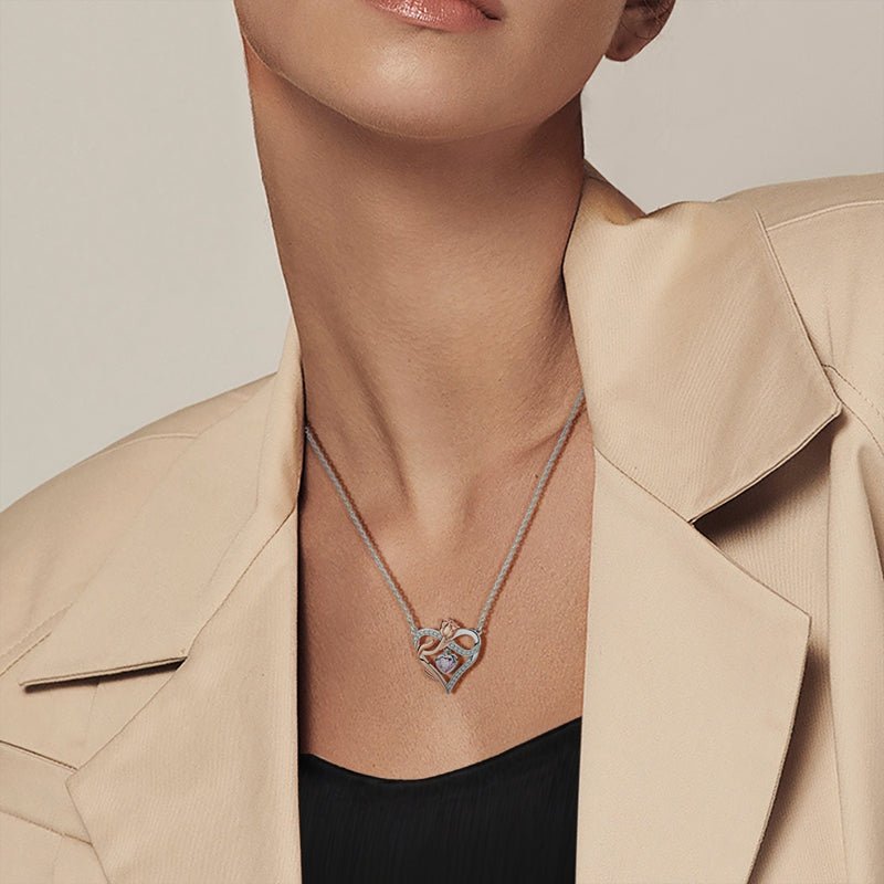 Pangama Jewelry Rose & Heart Infinity Necklace
